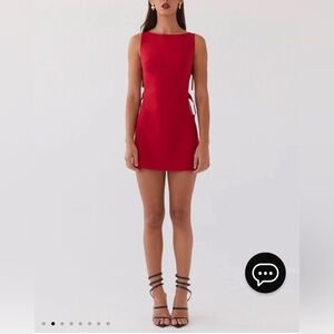 Red “Cherish You” Buckle Mini Dress